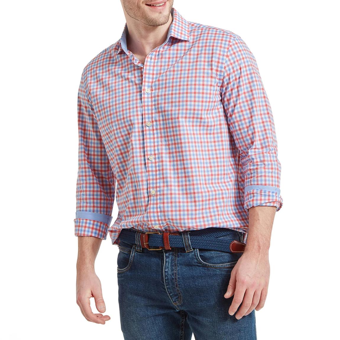 Orange/Blue Check Hebden Tailored Shirt main product photo