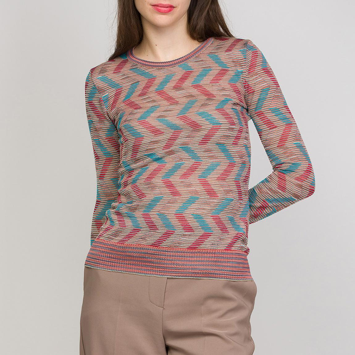 Pink/Blue Long Sleeve Wool Blend Top main product photo