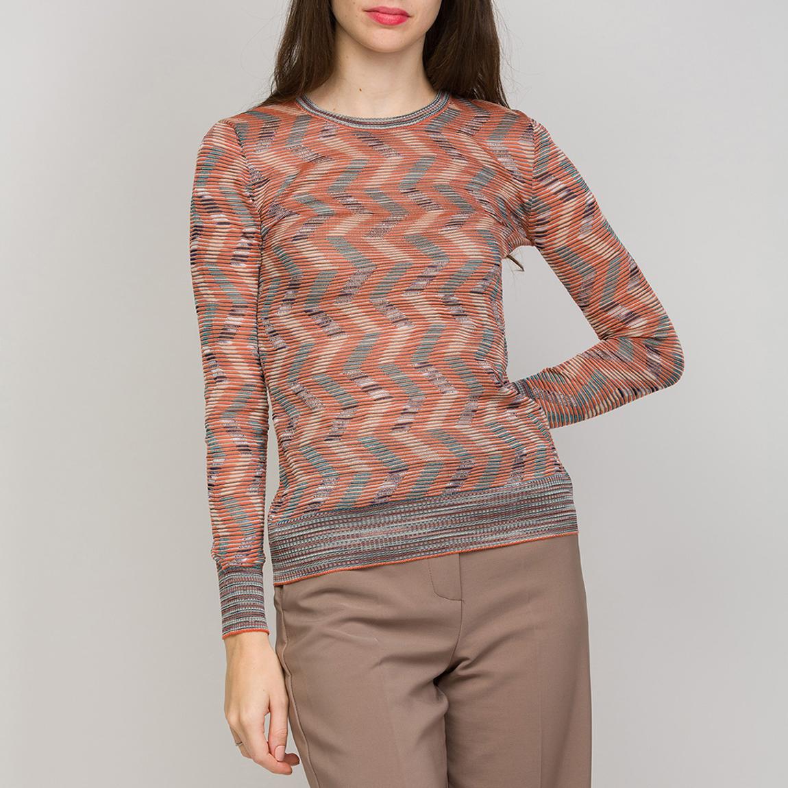Orange/Blue Long Sleeve Wool Blend Top main product photo