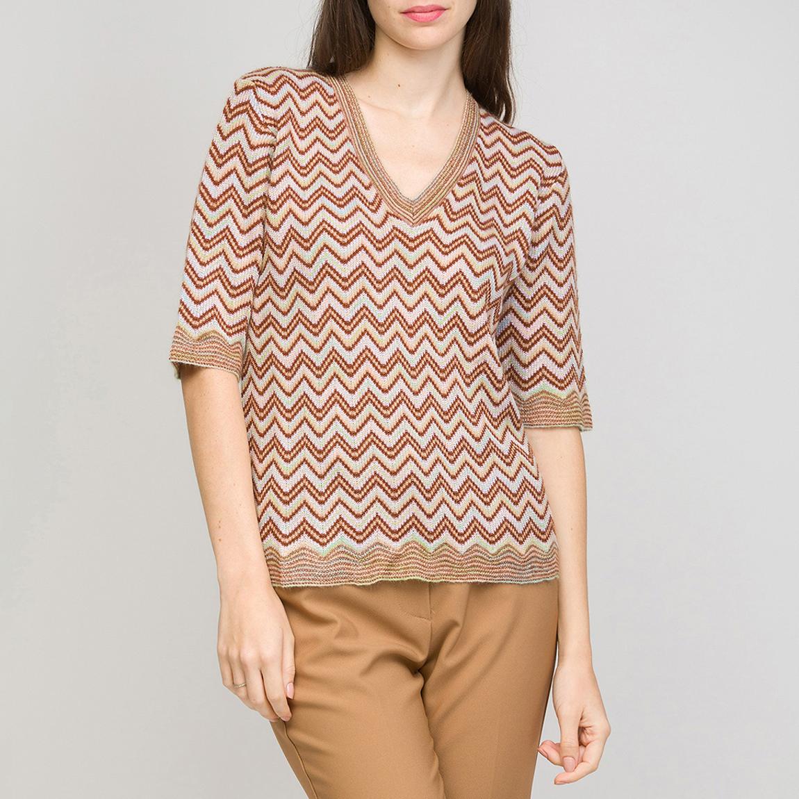 Tan/Multi Zig Zag Wool Blend Jumper main product photo