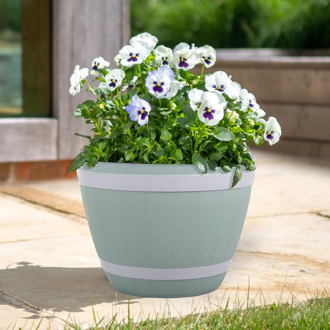 38cm Barrel Planter - Sage Green main product photo