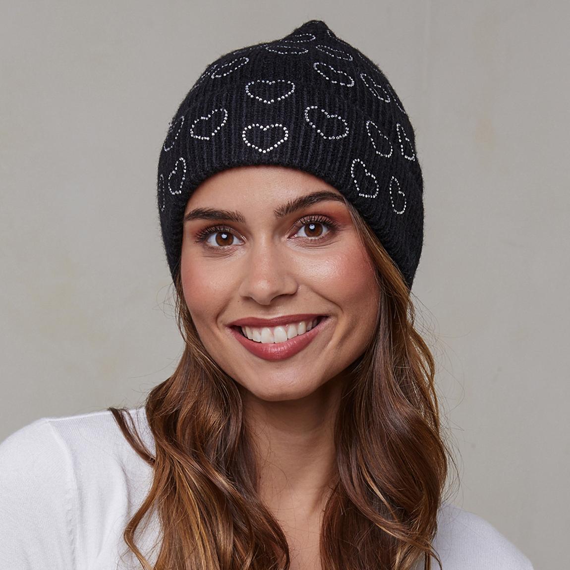 Black Cashmere Blend Embellished Beanie main product photo