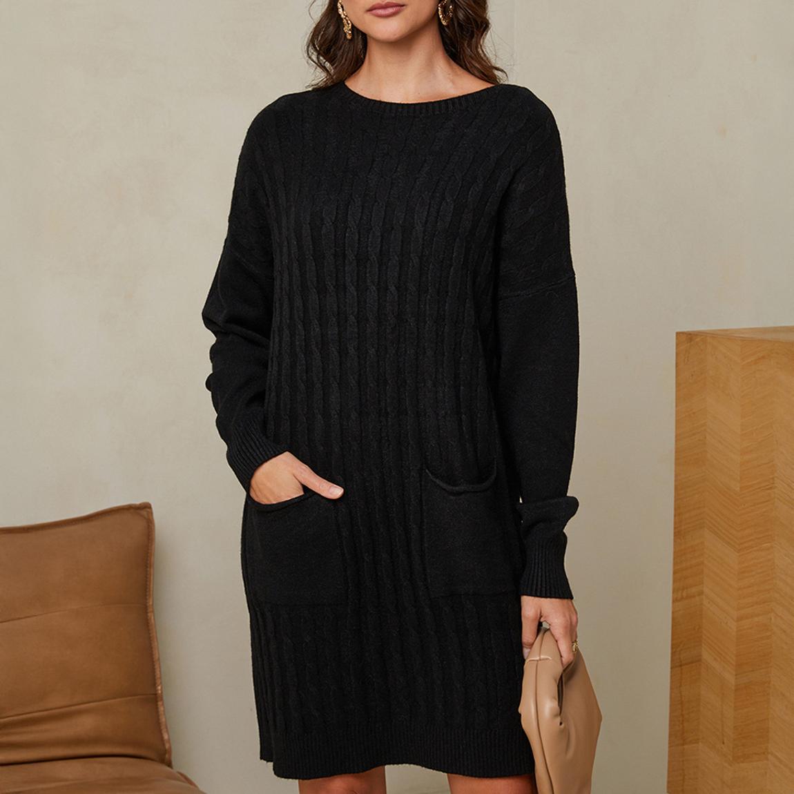 Black Cashmere Blend Mini Jumper Dress main product photo