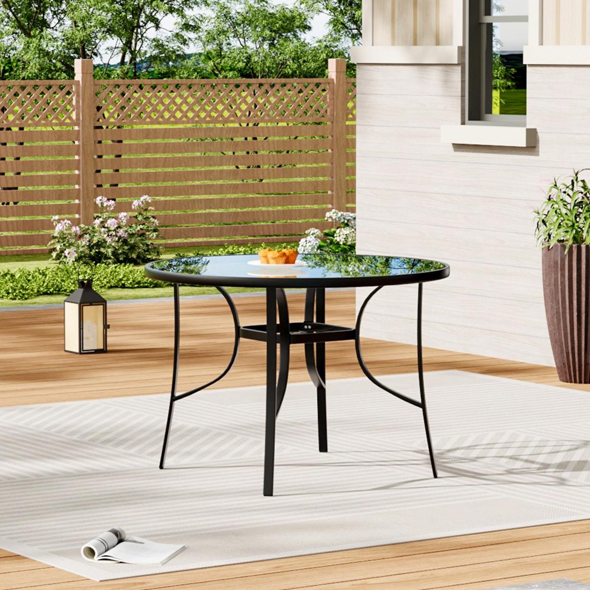 Tempered Glass Outdoor Coffee Table with Parasol Hole main product photo