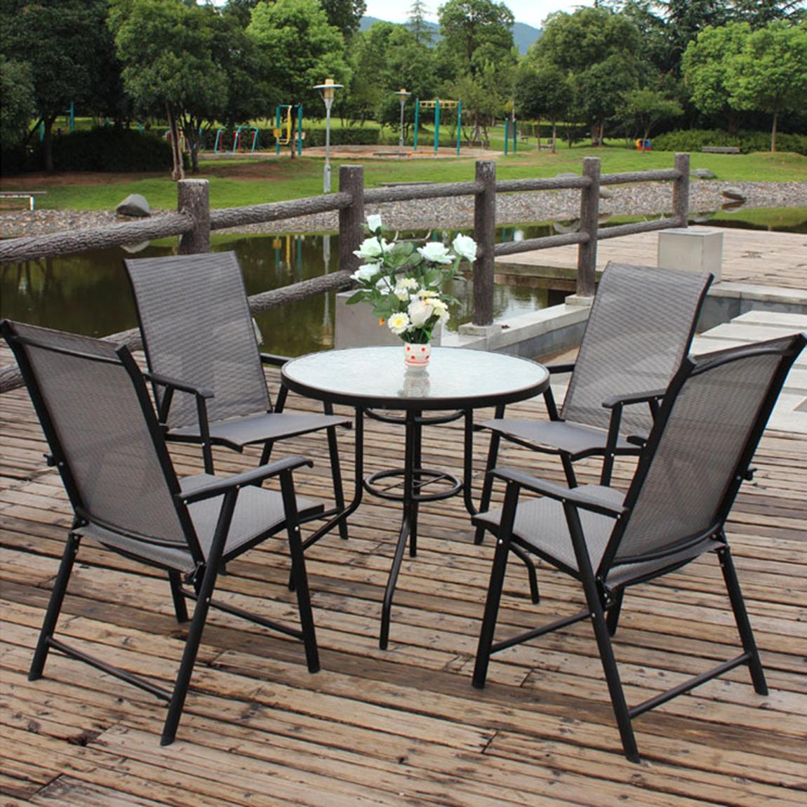 Foldable Metal Table with Fabric Foldable Chairs main product photo
