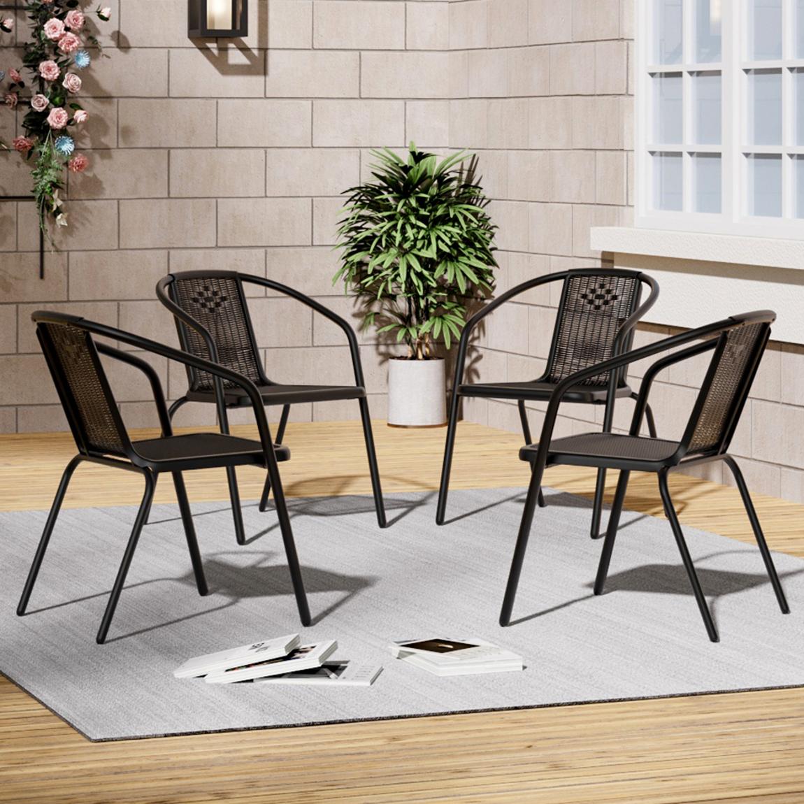 PE Rattan Stacking Garden Chairs Set of 6 main product photo