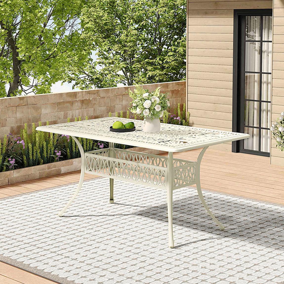 Vintage Rectangular Cast Aluminum Garden Bistro Table main product photo
