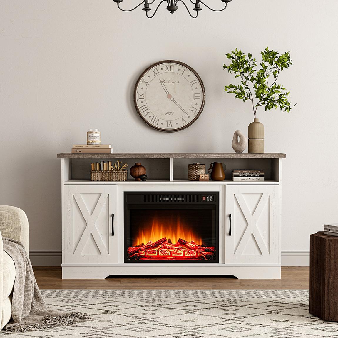 Recessed Electric Fireplace TV Stand with Timer and Remote main product photo