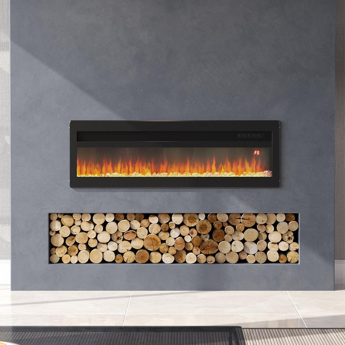 Electric Fireplace with Adjustable Flames, Wall Mounted or Freestanding main product photo