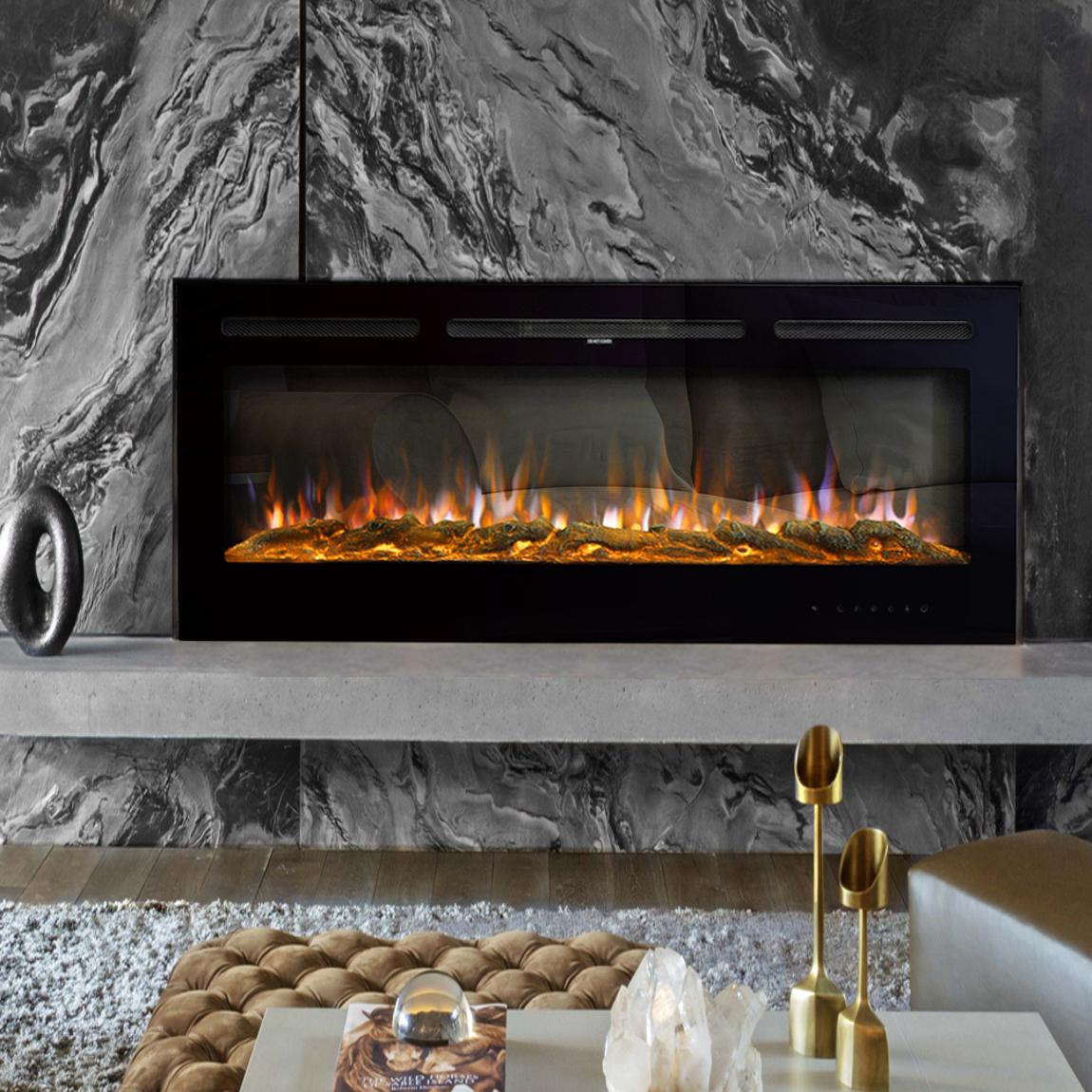 Recessed/Wall Mounted Electric Fireplace Adjustable Flame with Remote main product photo