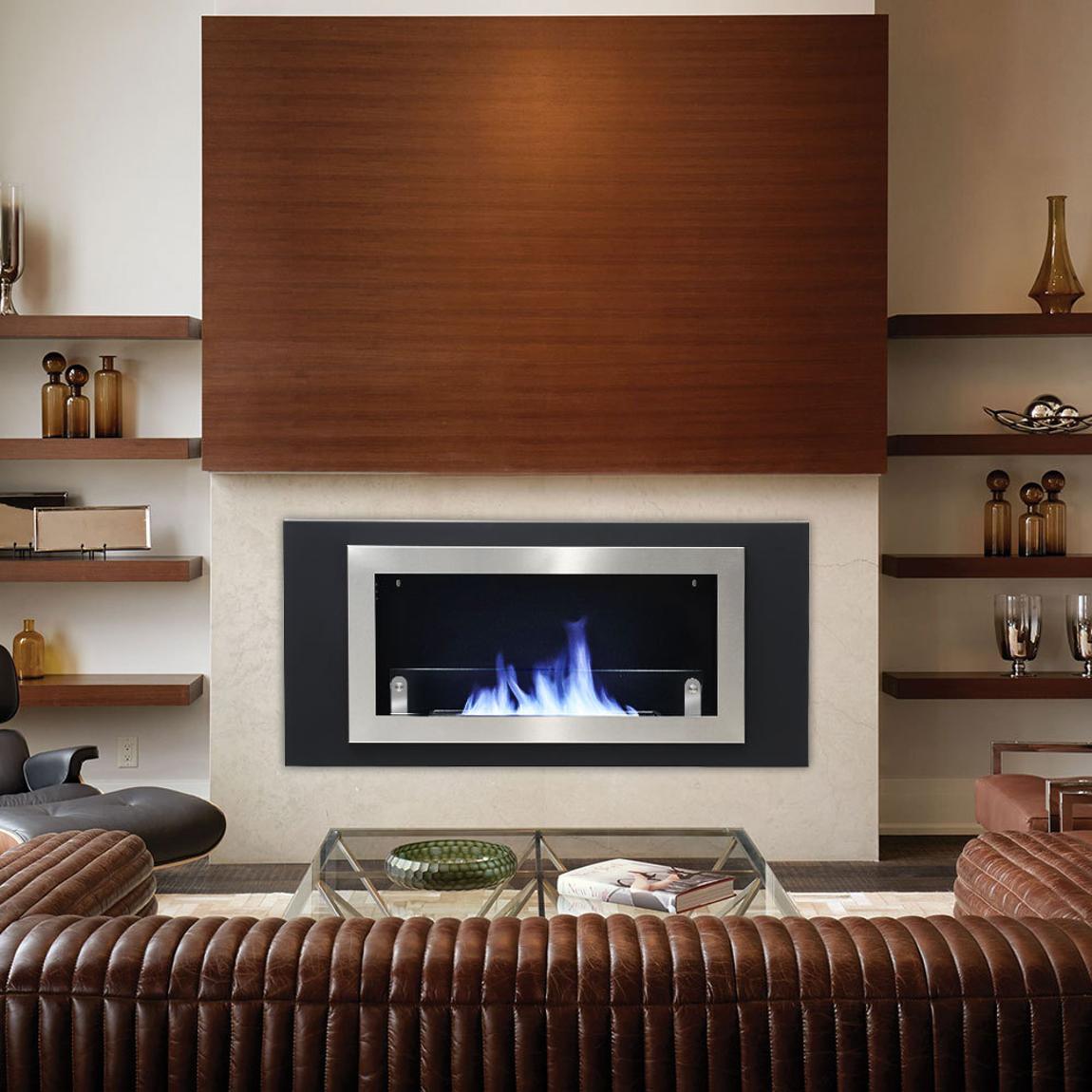 Wall Mount Rectangular Ethanol Fireplace Stainless Steel Heater main product photo