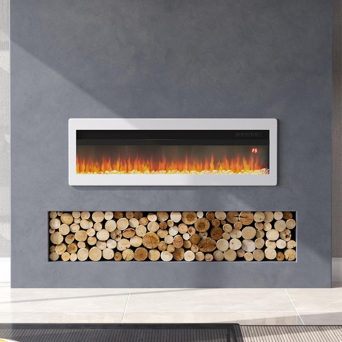 Electric Fireplace with Adjustable Flames, Wall Mounted or Freestanding main product photo