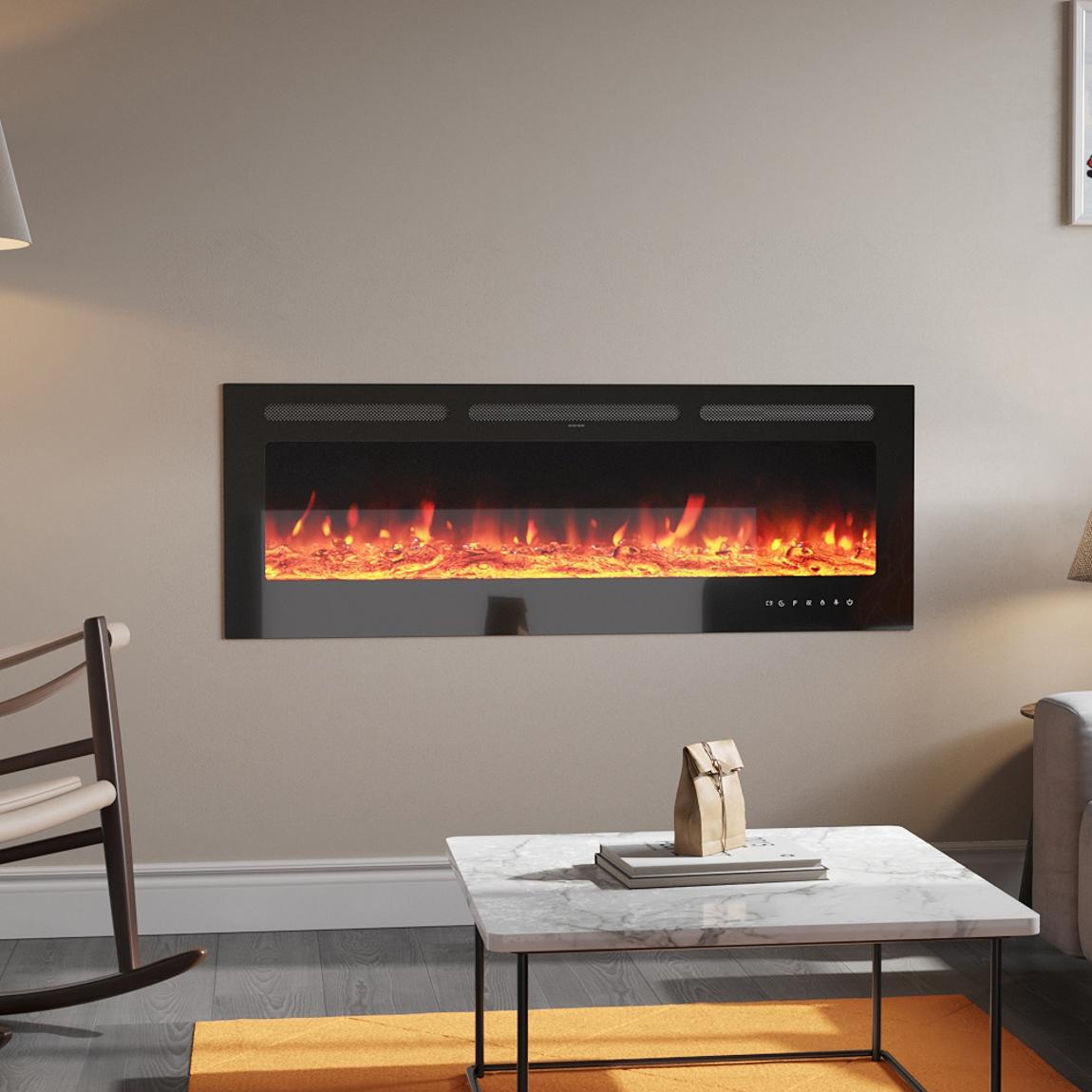 Recessed/Wall Mounted Electric Fireplace Adjustable Flame with Remote main product photo