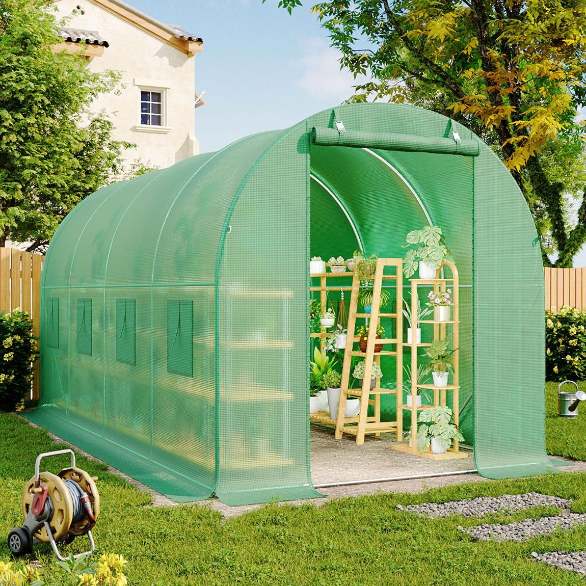 Green Outdoor Walk-in Tunnel Greenhouse main product photo