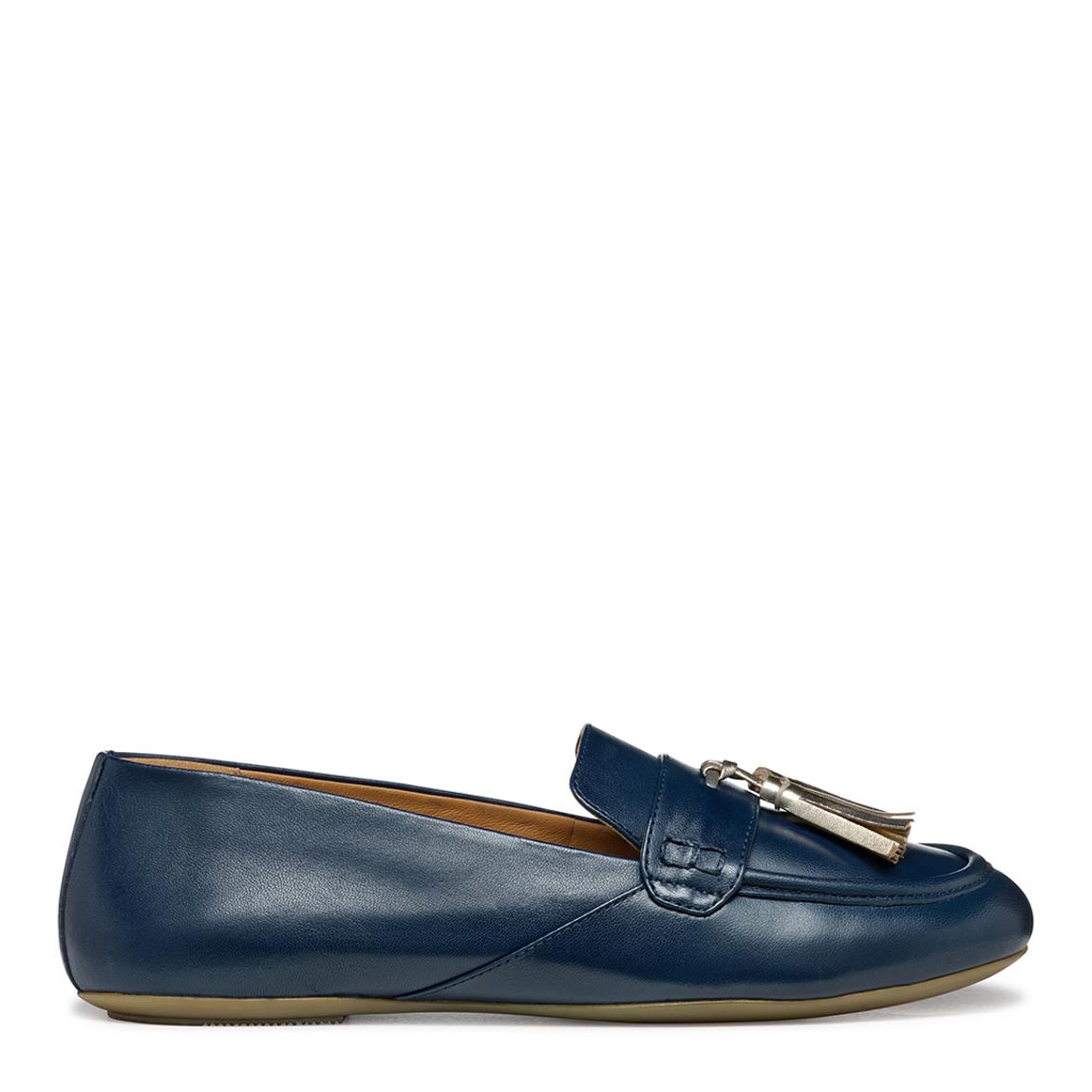Women's Navy Leather Palmaria Ballerina Flat main product photo