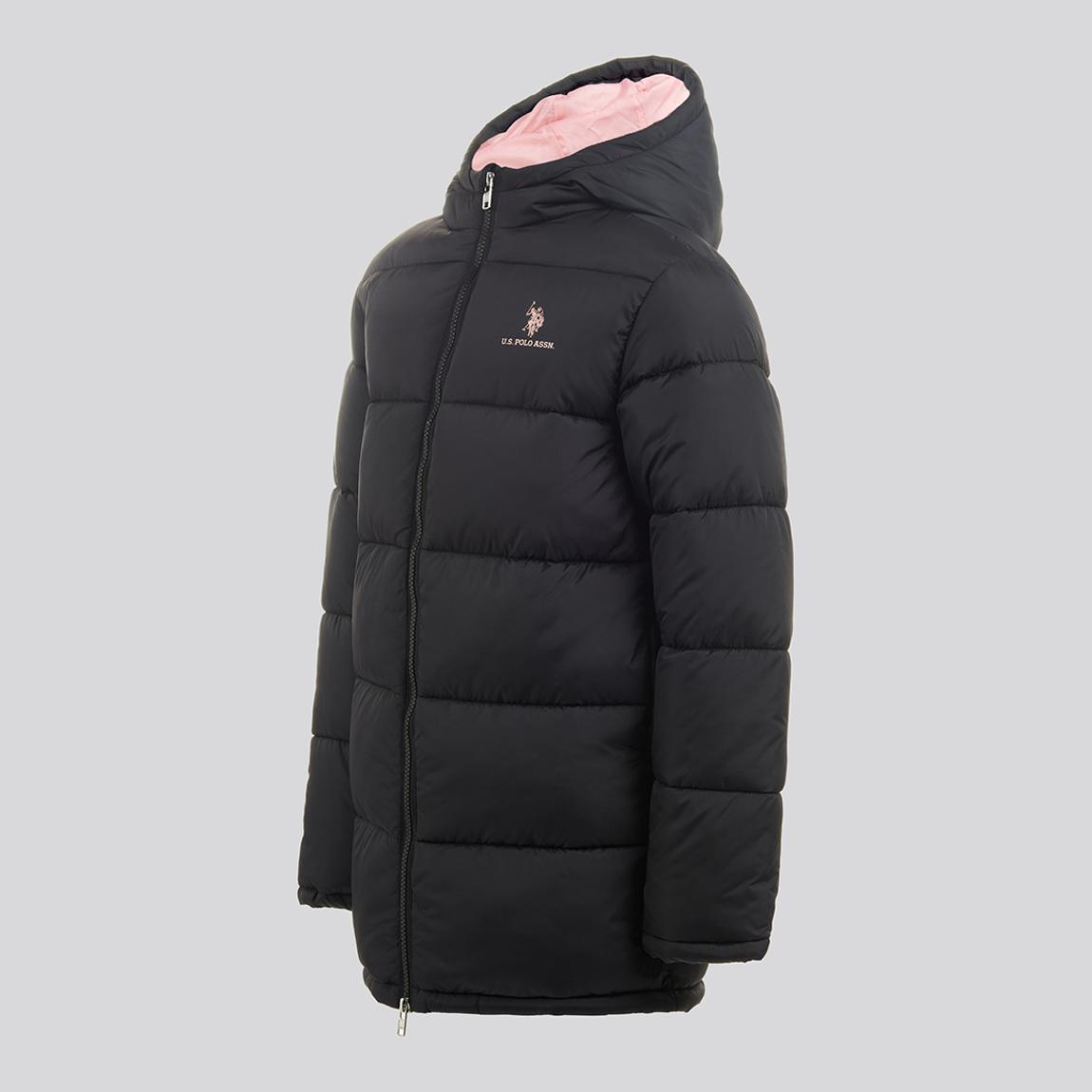 Girl's Black Longline Puffa Coat main product photo