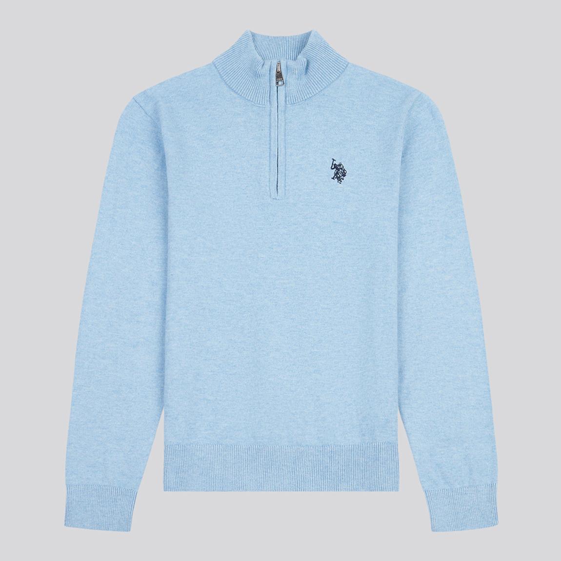 Boy's Blue Cotton Rich 1/4 Zip Jumper main product photo