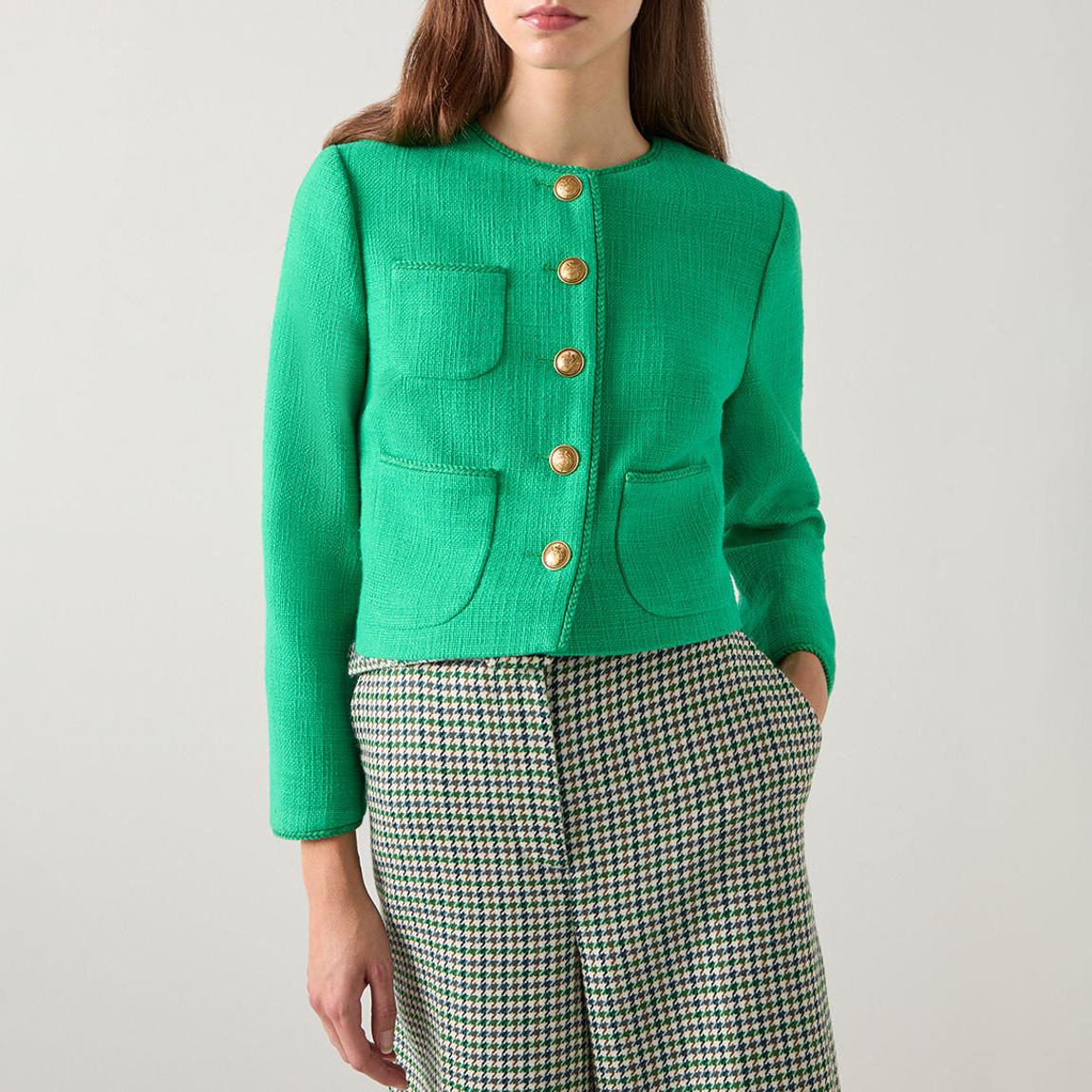 Emerald Cotton Round Neck Crop Jacket main product photo