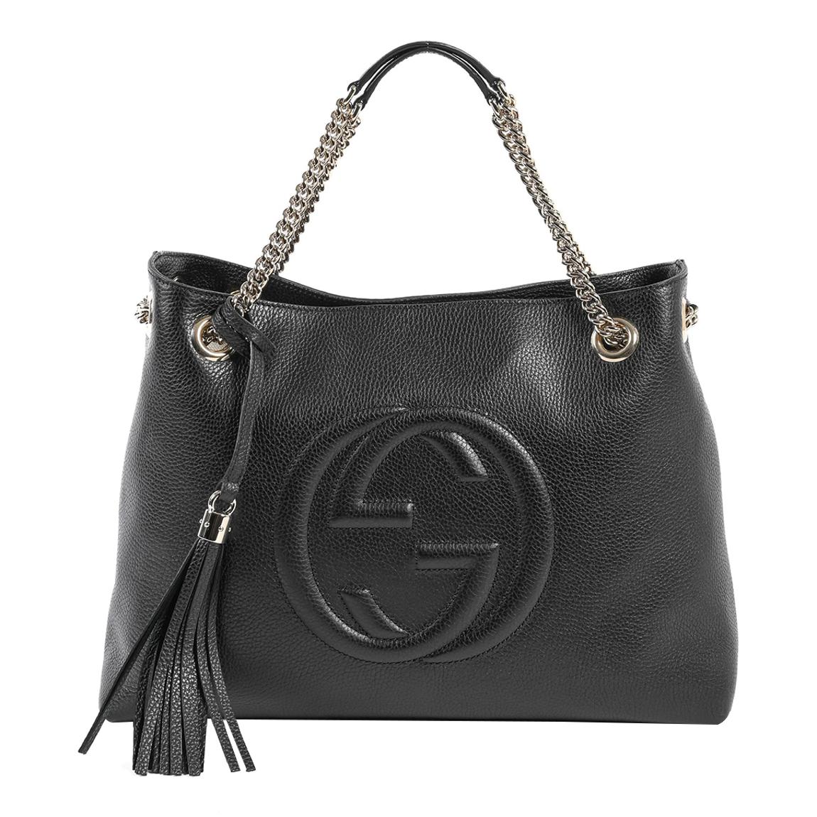 Black Gucci Pebbled Leather Medium Soho Tote Bag main product photo