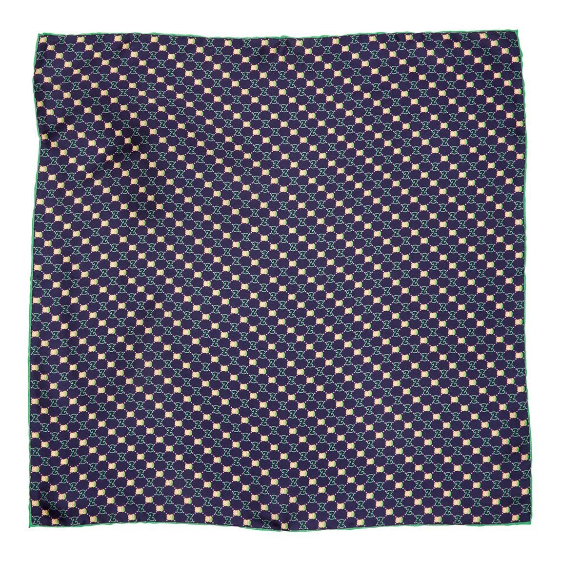 Men's GG animal print silk pocket square navy and yellow main product photo