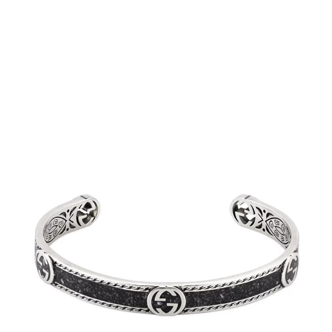 Black Gucci Interlocking Sterling Silver & Black Enamel Cuff Bracelet main product photo