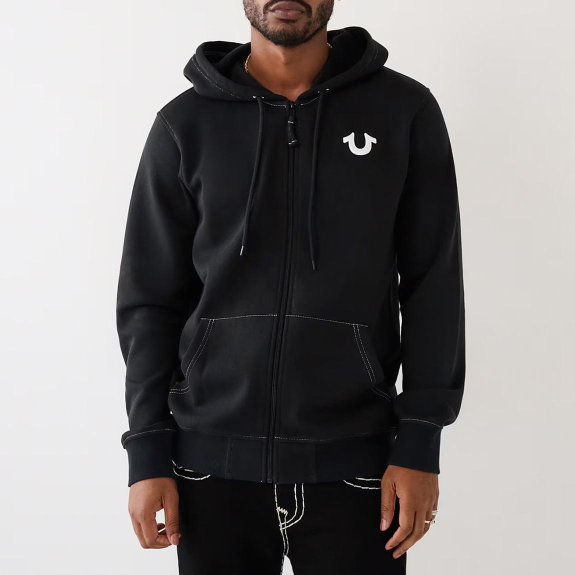 True Religion BUDDHA LOGO SEAL ZIP HOODIE - BrandAlley