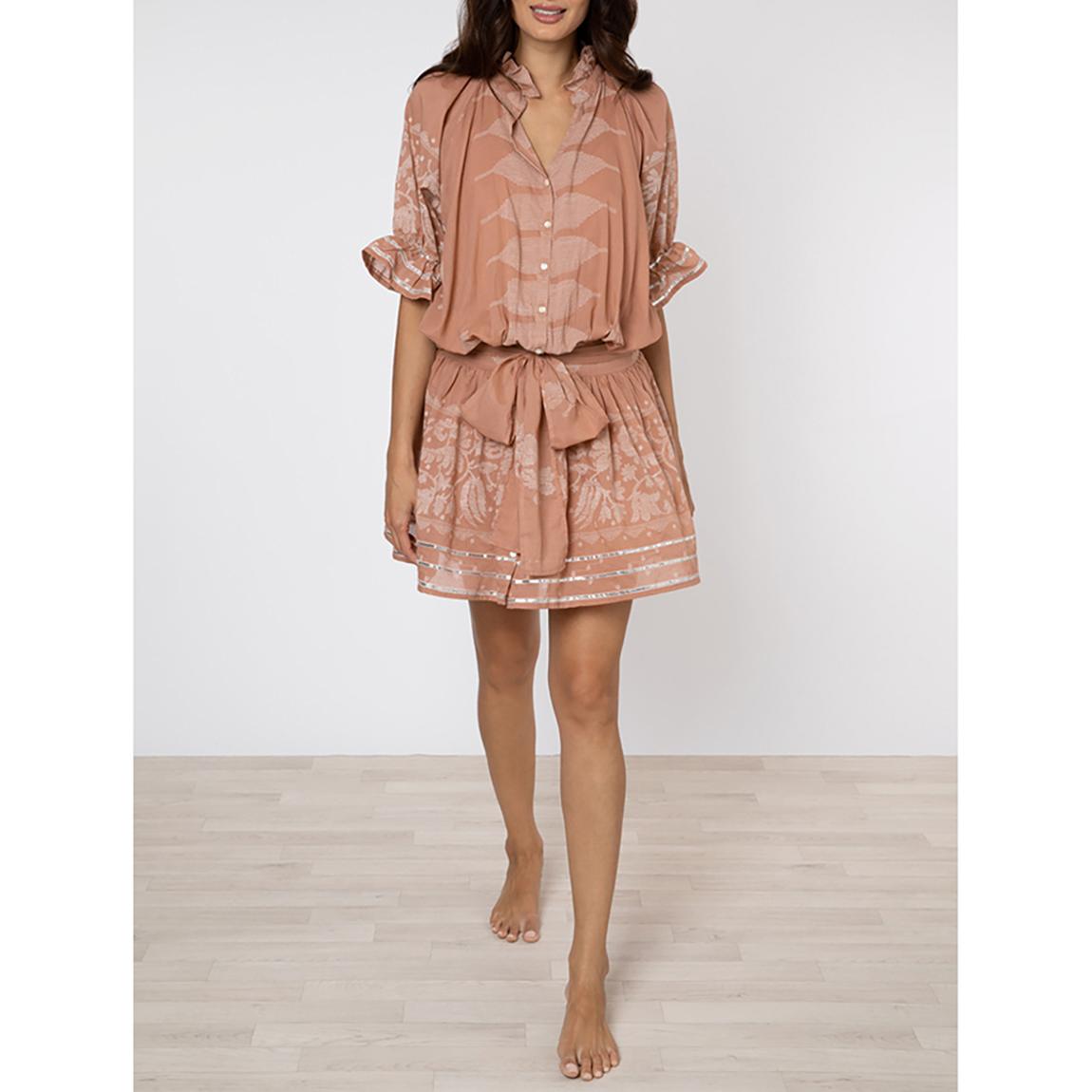 Beige Blouson Dress With Dhaka Print main product photo