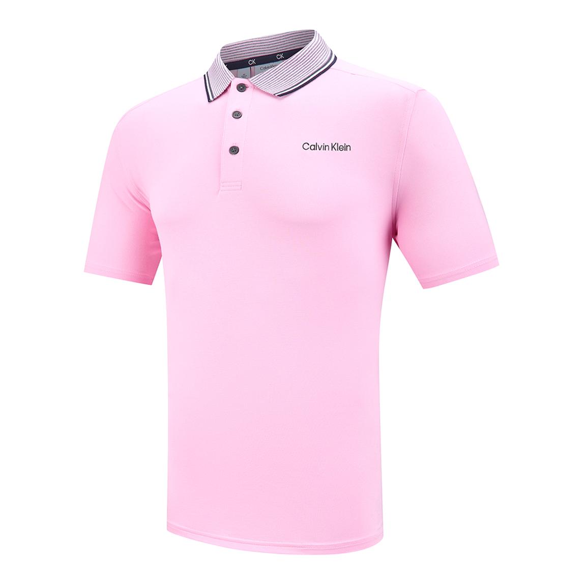 Baby Pink Tipped Collar Cotton Blend Polo Shirt main product photo