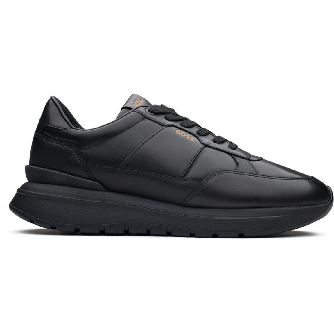 Black Turn Up Leather Trainers main product photo