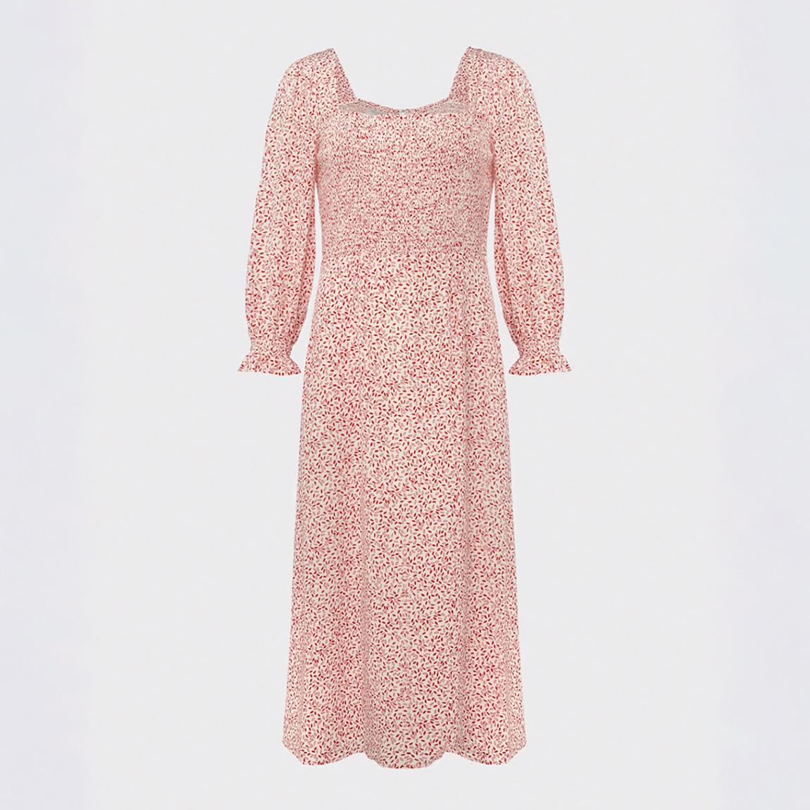 Pink Juliet Square Neck Midi Dress