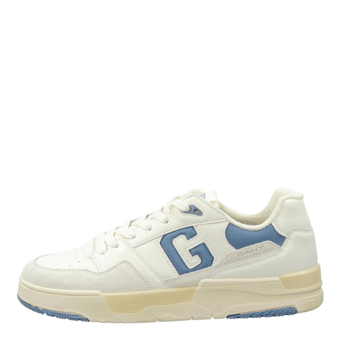 Men's White/Blue Brookpal Leather Trainer main product photo