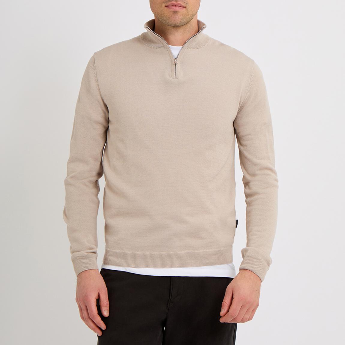 Biscuit Thornby Merino Blend Quarter Zip Jumper main product photo