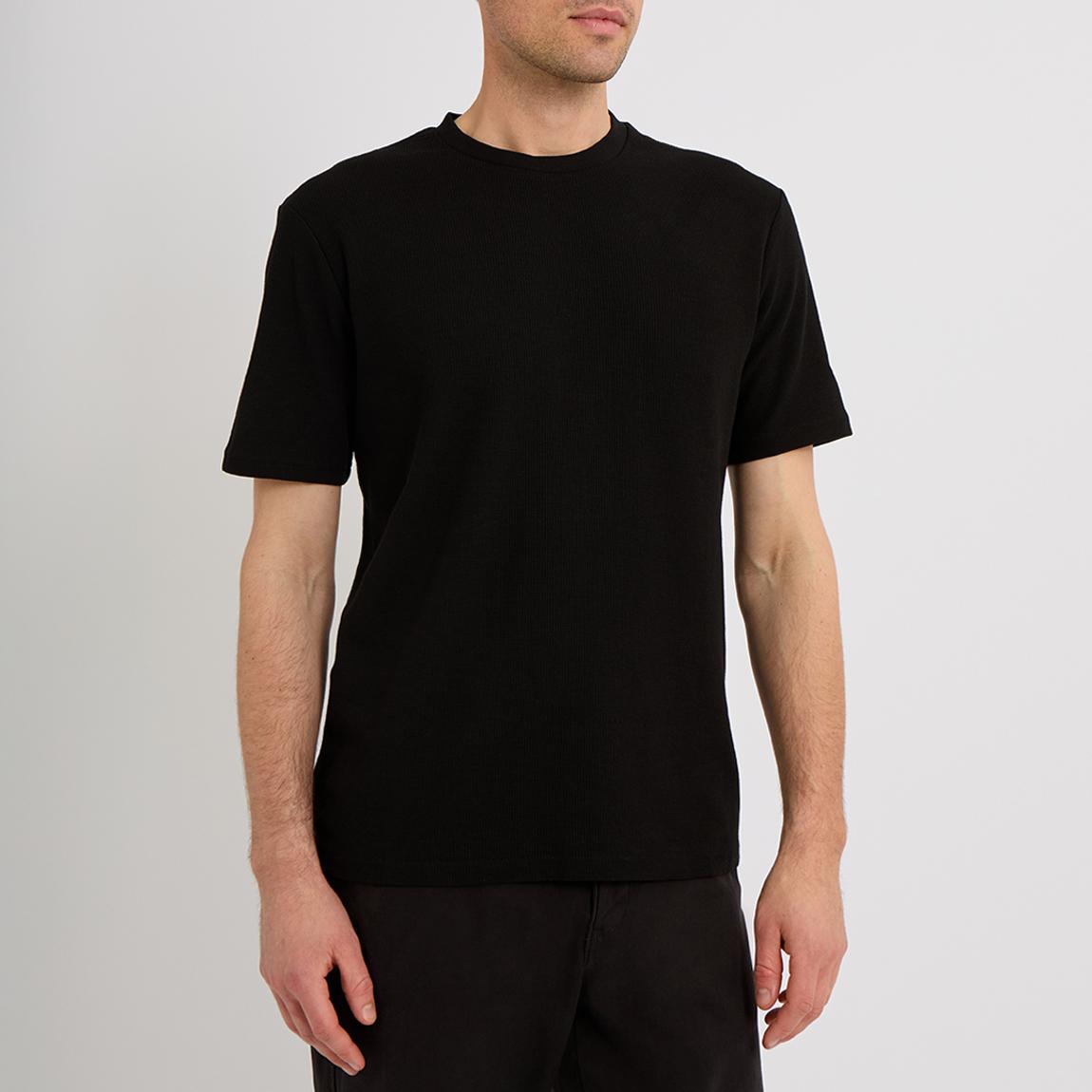 Black Wigton Waffle Cotton T-Shirt main product photo