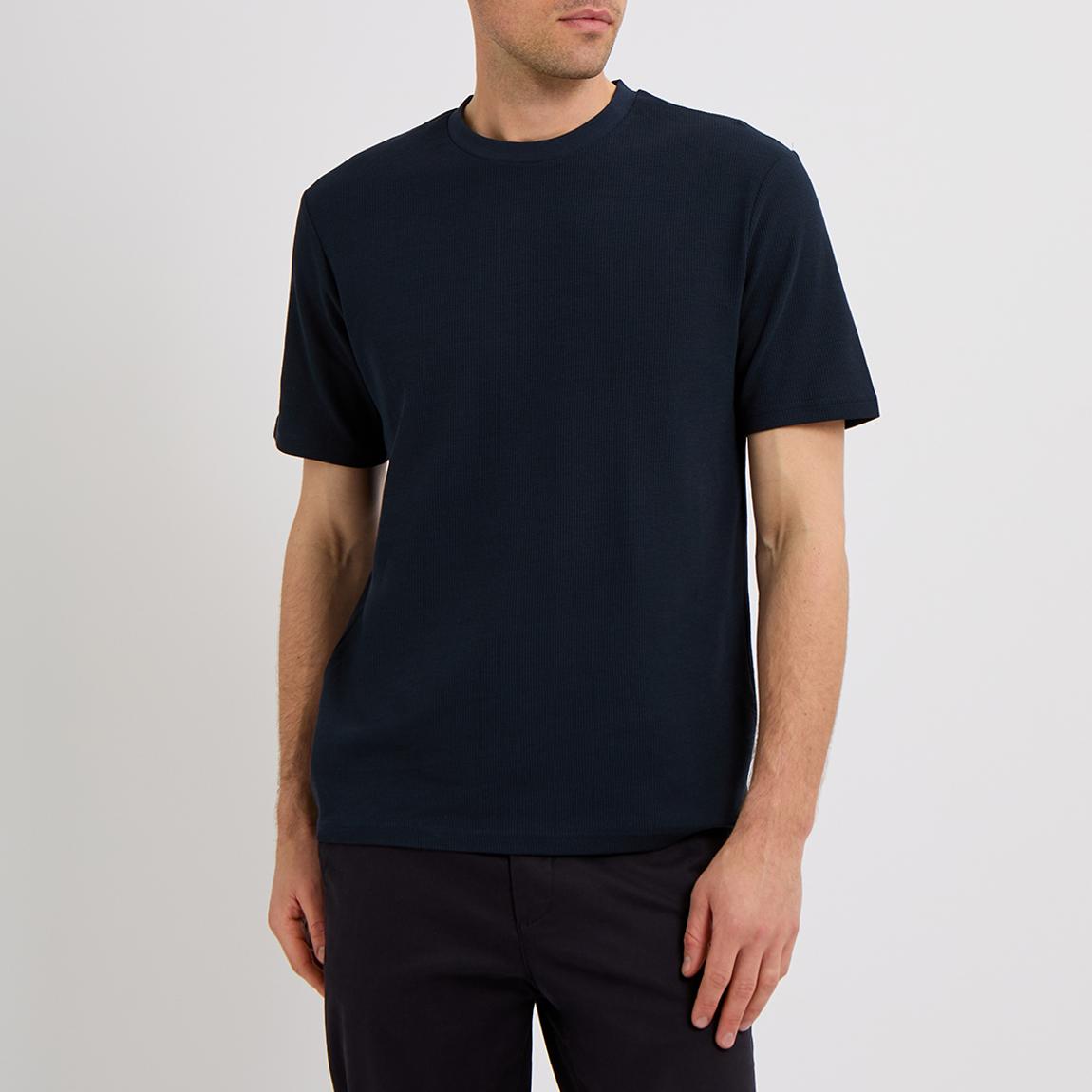 Navy Wigton Waffle Cotton T-Shirt main product photo