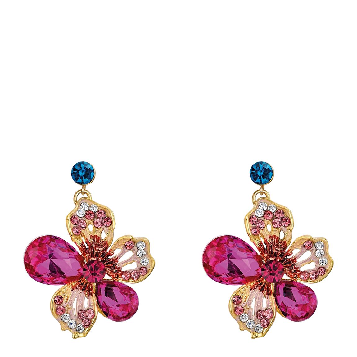 18K Gold Multi Color Vibrant Floral Drop Earrings main product photo