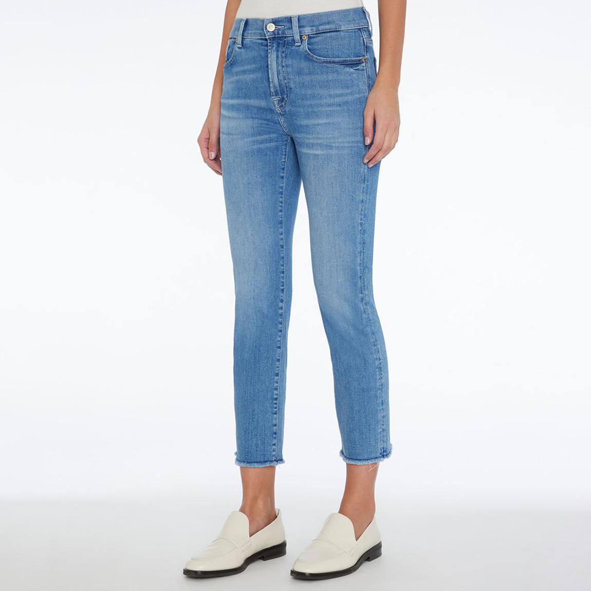 Light Blue The Straight Crop Stretch Jeans main product photo