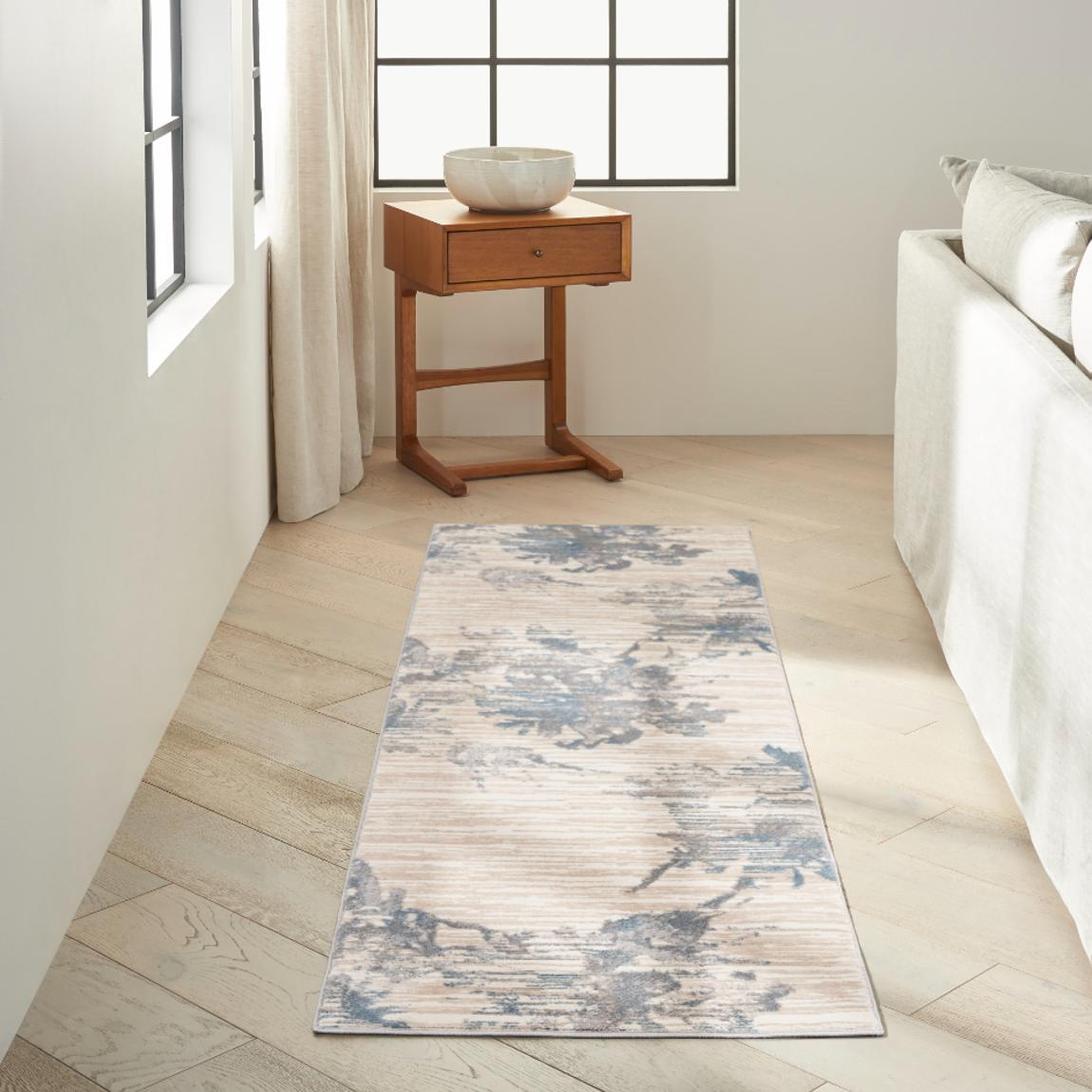 Enchanting 01 Ivory Grey Blue 221cm x 69cm Rug main product photo