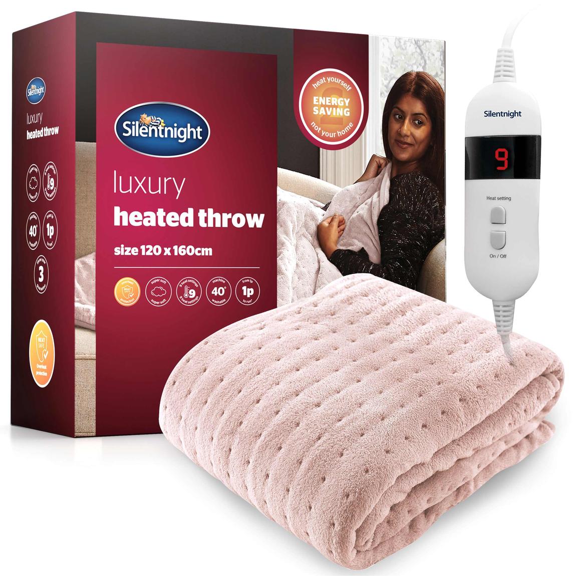 Silentnight Comfort Control Heated Throw - 120 X 160 - Blush main product photo