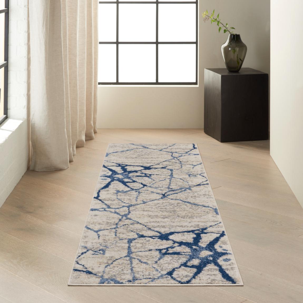 River Flow 05 Ivory Blue 152cm x 97cm Rug main product photo