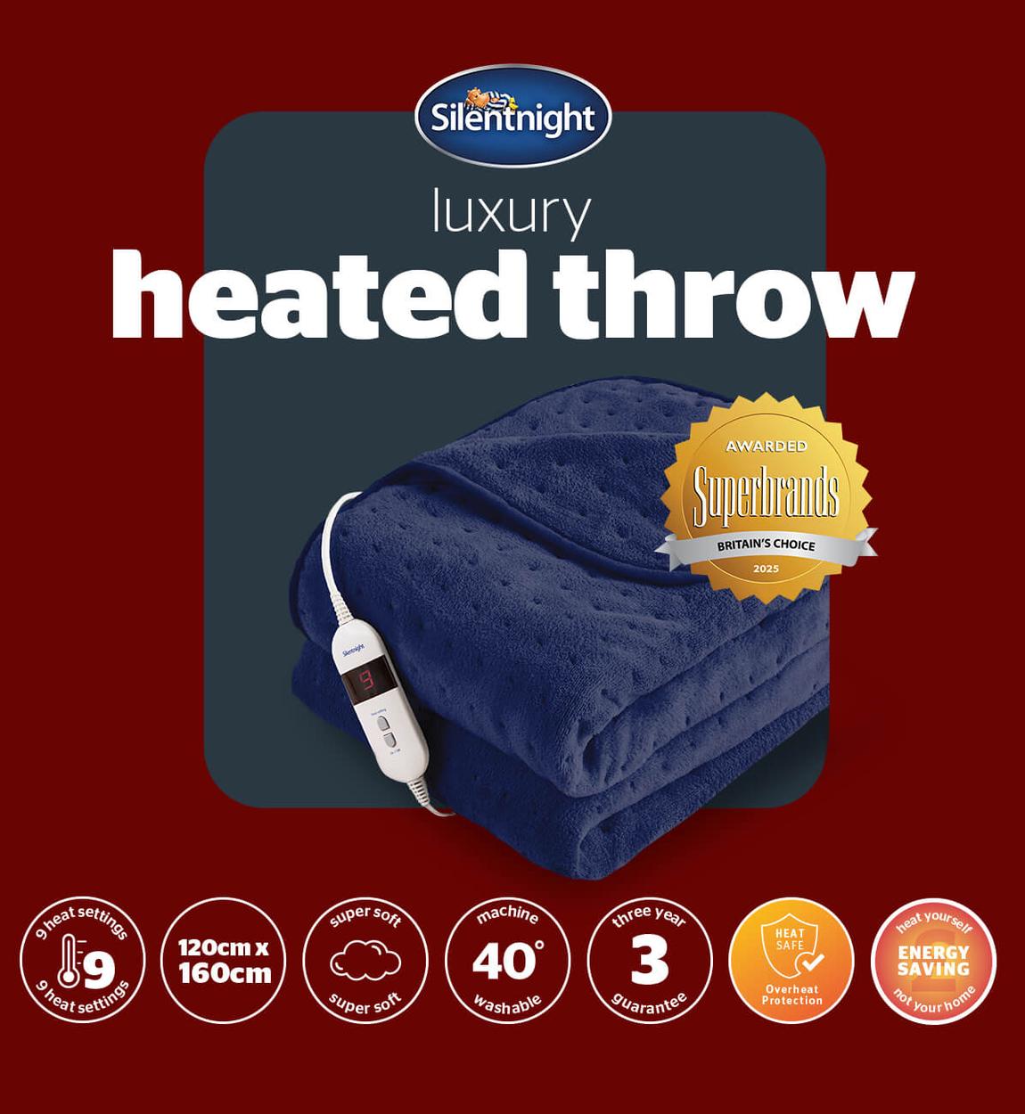 Silentnight Comfort Control Heated Throw - 120 X 160 - Navy main product photo