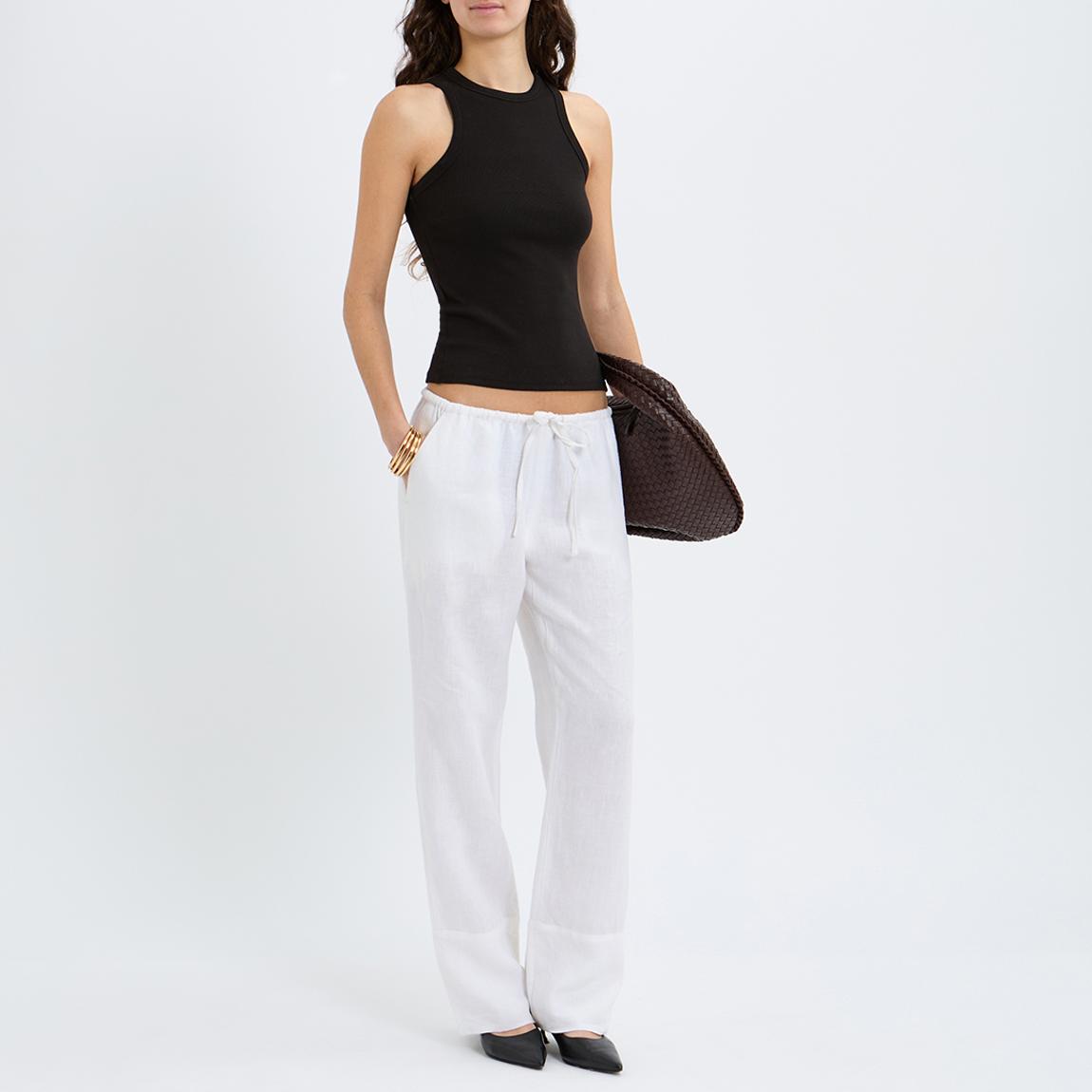 White Linen Tie Waist Trouser main product photo
