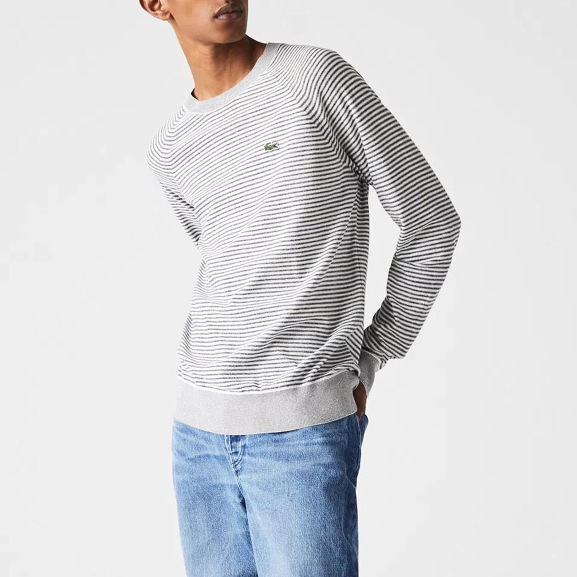 XGrey Stripe Crew Neck Cotton Jumper main product photo