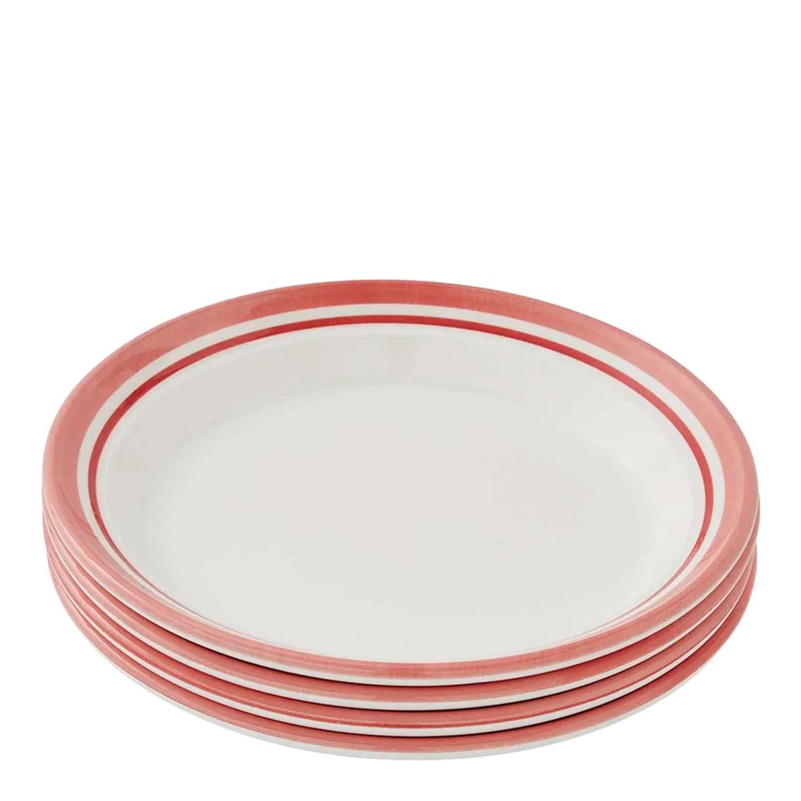 Set of 4 Potters Stripe Red Dinner Plates, 20.5cm main product photo