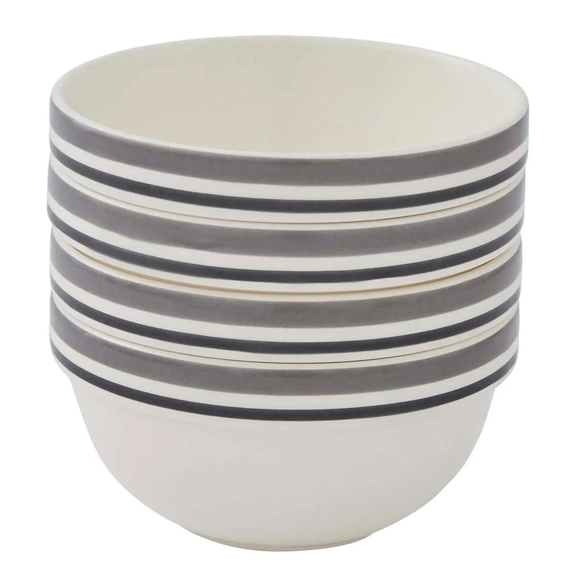 Set of 4 Potters Stripe Grey Stacking Bowl, 12.5cm main product photo