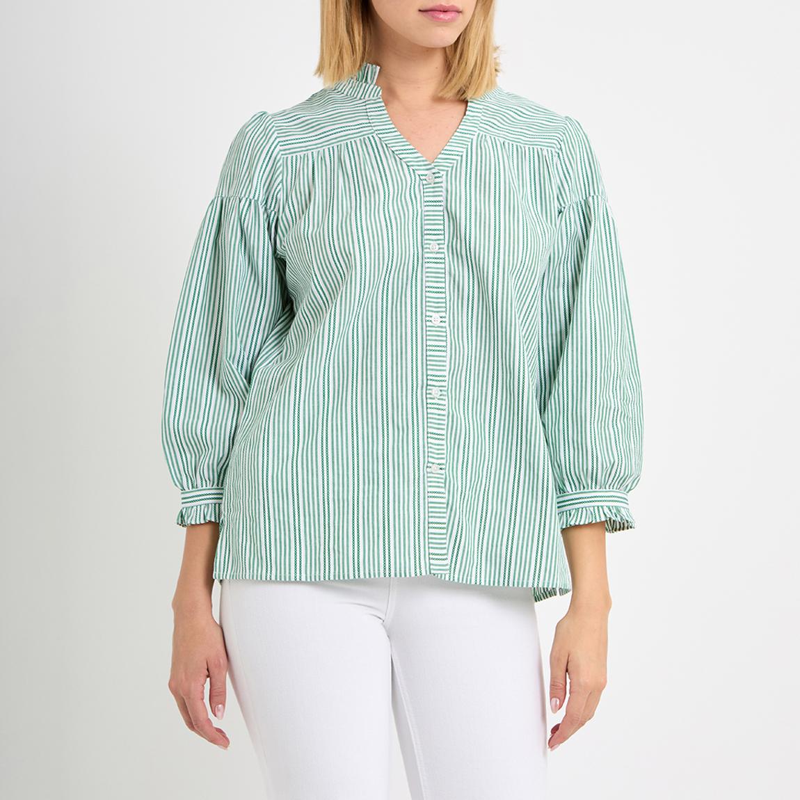 Pine Green Notch Neck Blouse main product photo