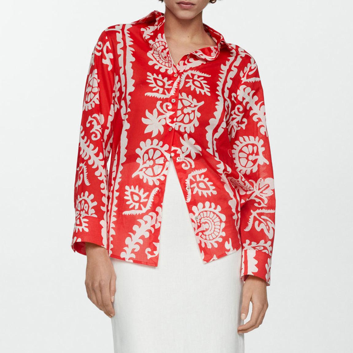 Red Printed Oversize Shirt main product photo