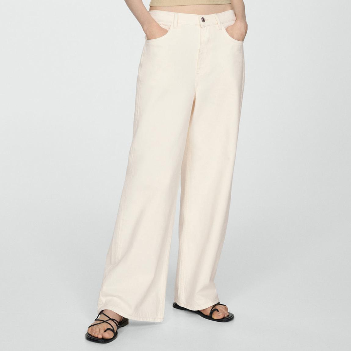 Ecru Low-Rise Loose-Fit Wideleg Jeans main product photo