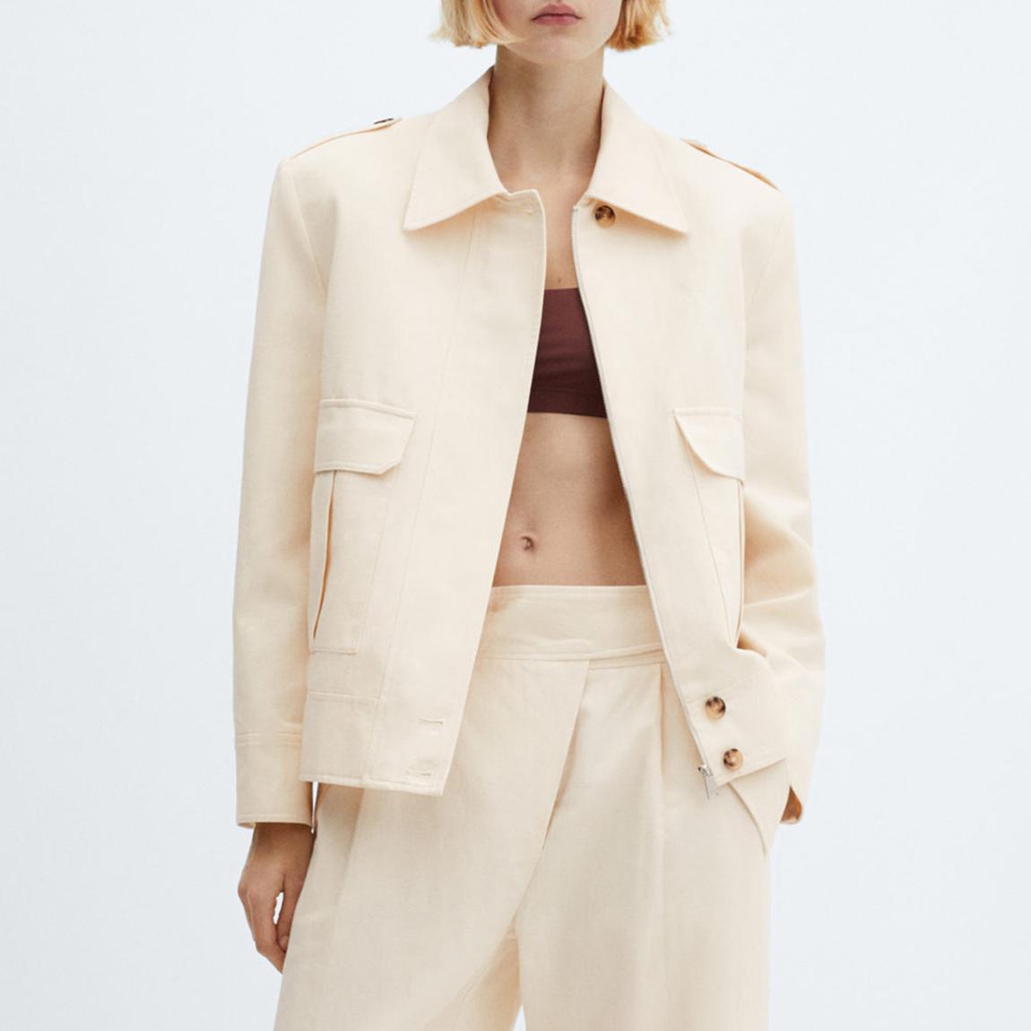 Off White Jacket Pockets With Button Detail main product photo
