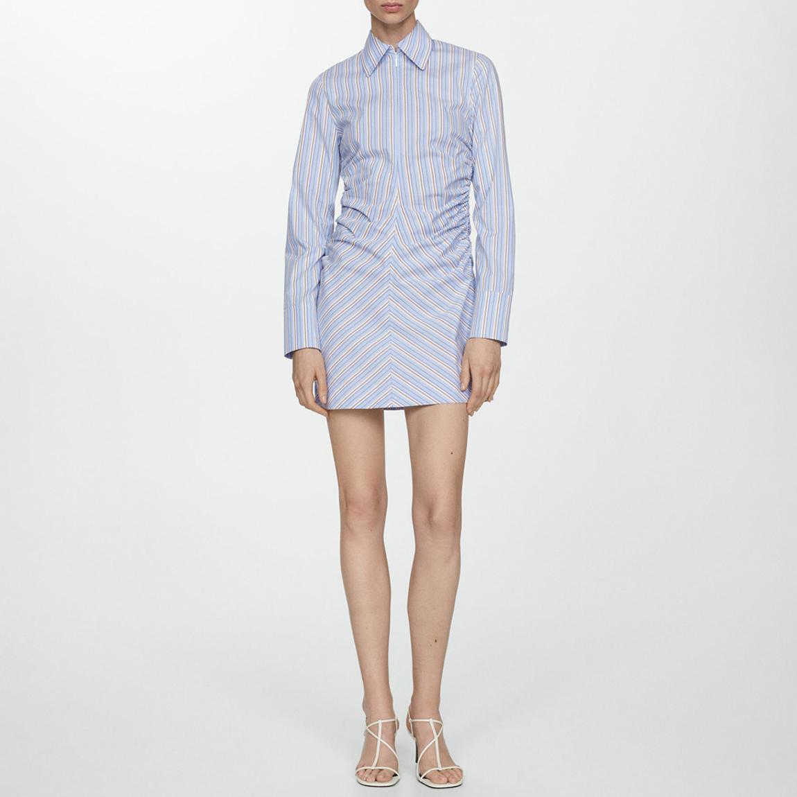 Sky Blue Striped Mini Shirt Dress main product photo