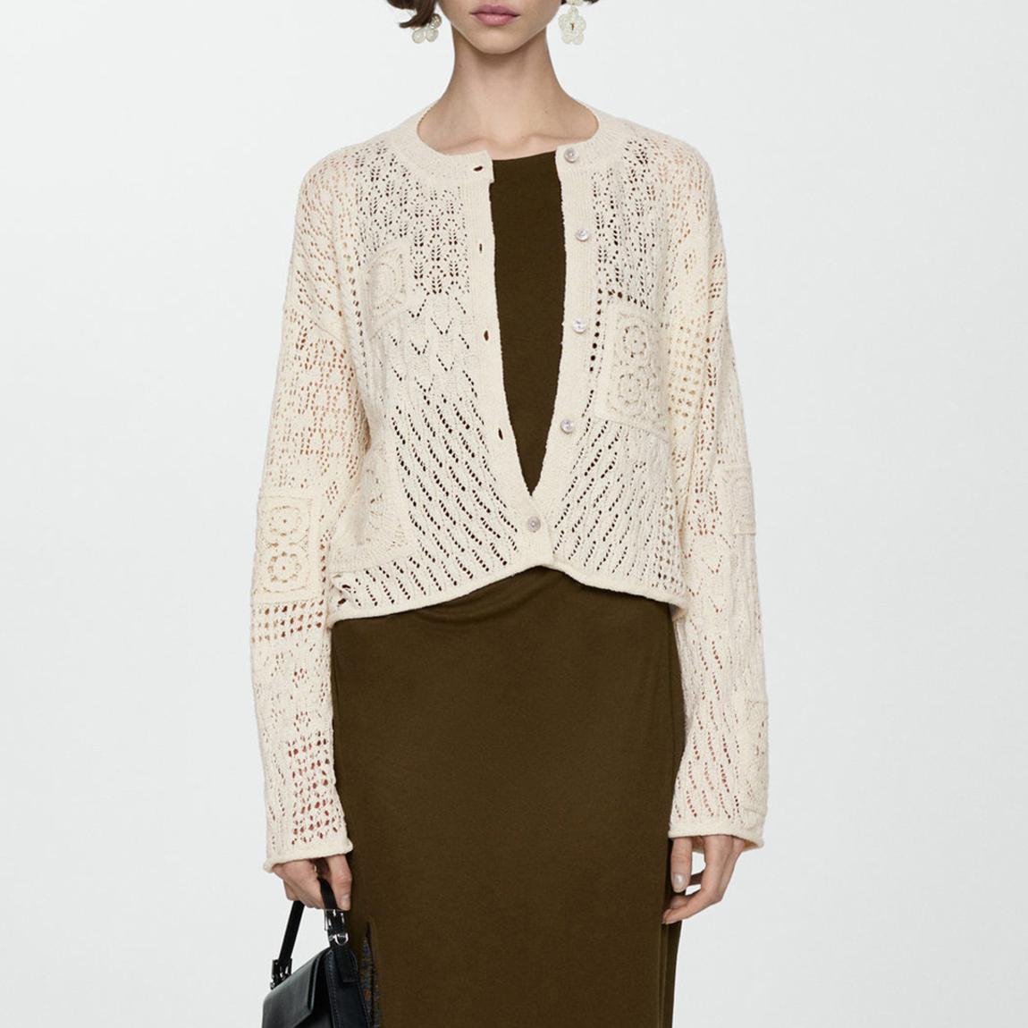 Off White Openwork Cardigan With Buttons main product photo